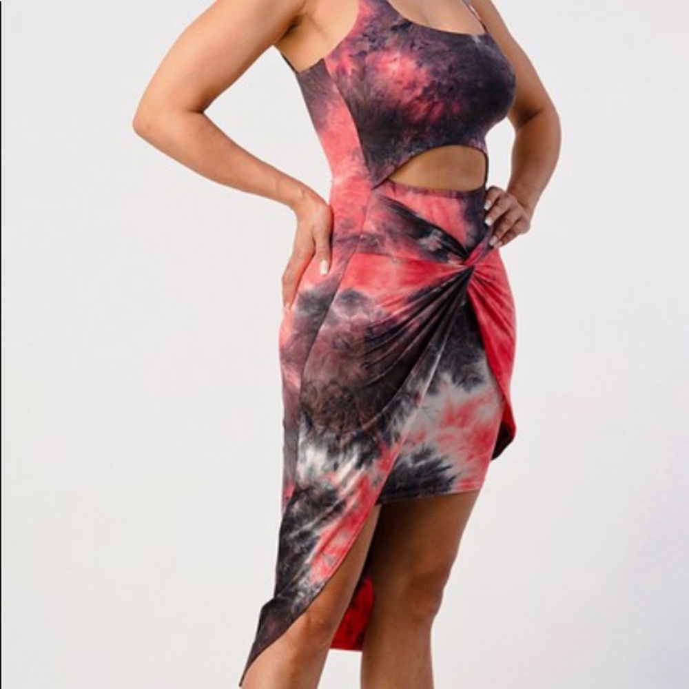 Twist Skirt Cut Out Tie Dye Dress